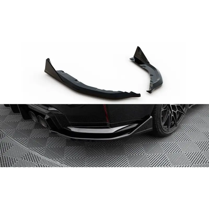 Acheter En Ligne LAMES DE PARE-CHOCS ARRIÈREE LATÉRALES V.6 CSL LOOK BMW M3 G80 - MAXTONDESIGN - FINITION NOIR BRILLANT