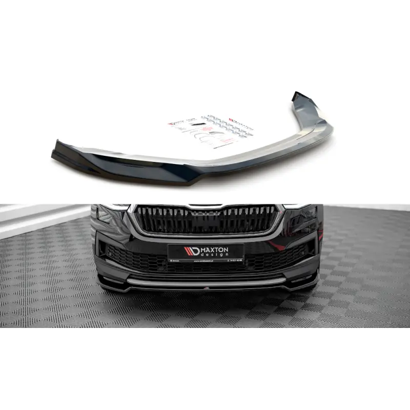 Nouvel Arrivage LAME DU PARE-CHOCS AVANT V.2 SKODA KODIAQ MK1 FACELIFT - MAXTON DESIGN - FINITION NOIR BRILLANT