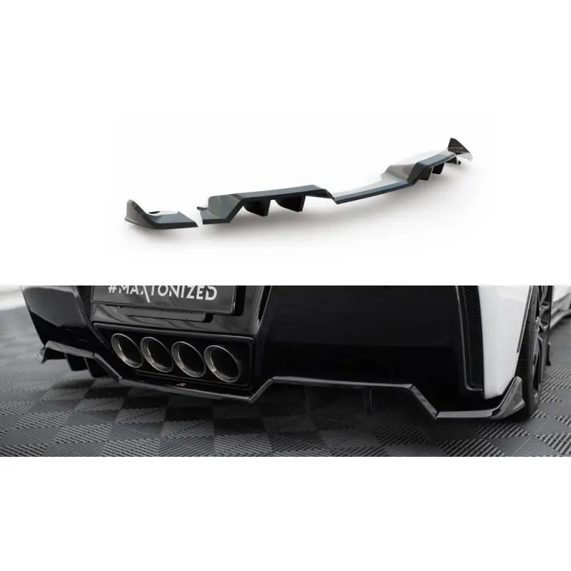 ARRIERE SPLITTER (AVEC UNE BARRE VERTICALE) + LAMES DE PARE-CHOCS ARRIÈREE LATÉRALES CHEVROLET CORVETTE C7 - MAXTONDESIGN - FINI Produit De Marque
