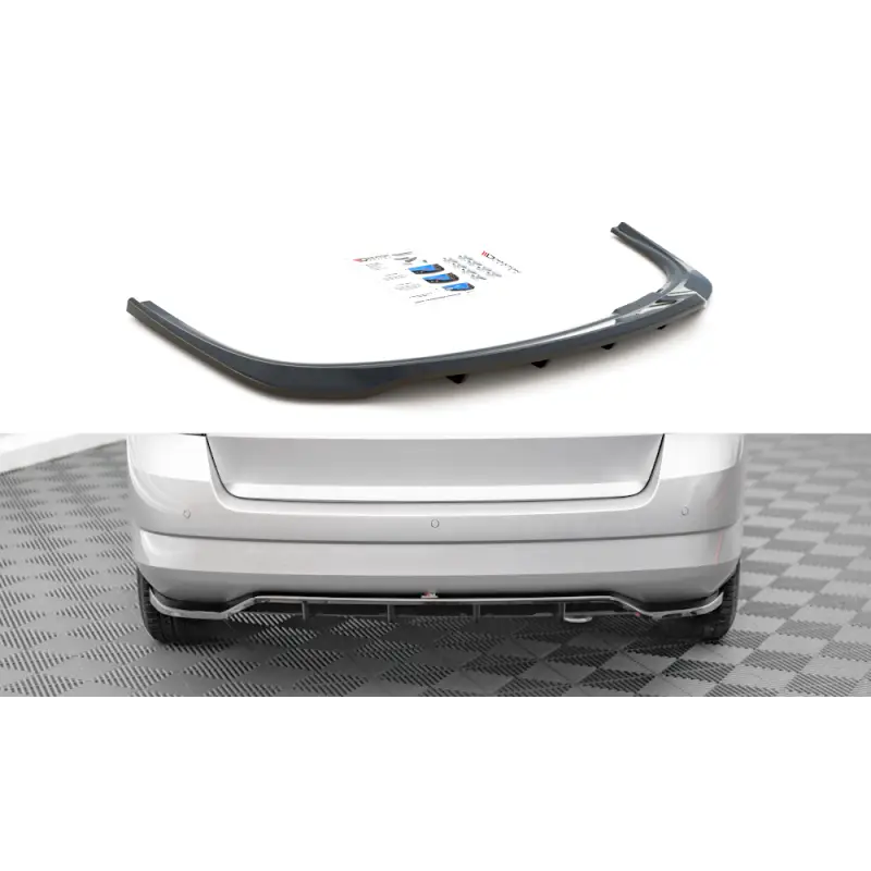 CENTRAL ARRIERE SPLITTER (AVEC UNE BARRE VERTICALE) SKODA FABIA COMBI MK3 - MAXTON DESIGN - FINITION NOIR BRILLANT Vente Directe
