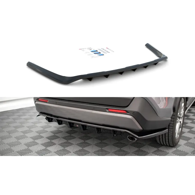 Bon Marché CENTRAL ARRIERE SPLITTER (AVEC UNE BARRE VERTICALE) TOYOTA RAV4 MK5 - MAXTON DESIGN - FINITION NOIR BRILLANT