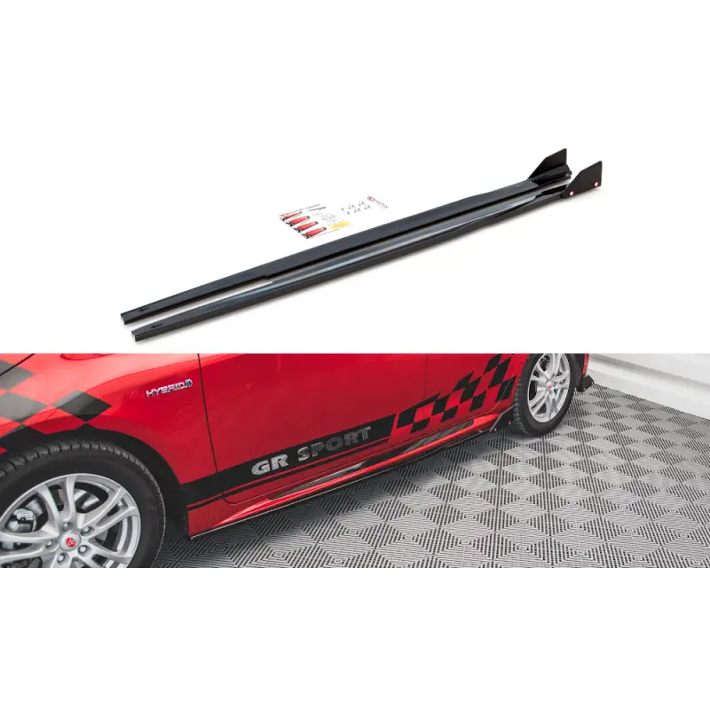 RAJOUTS DES BAS DE CAISSE V.1 TOYOTA COROLLA GR SPORT HATCHBACK XII - MAXTON DESIGN - FINITION NOIR BRILLANT Nouvelle Collection