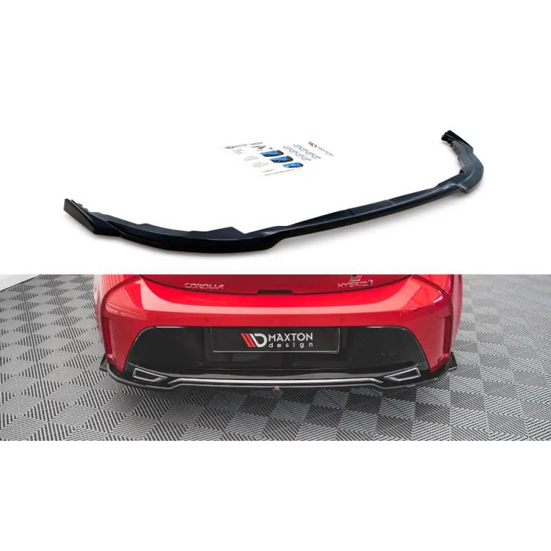 Authentique CENTRAL ARRIERE SPLITTER TOYOTA COROLLA GR SPORT HATCHBACK XII - MAXTON DESIGN - FINITION NOIR BRILLANT