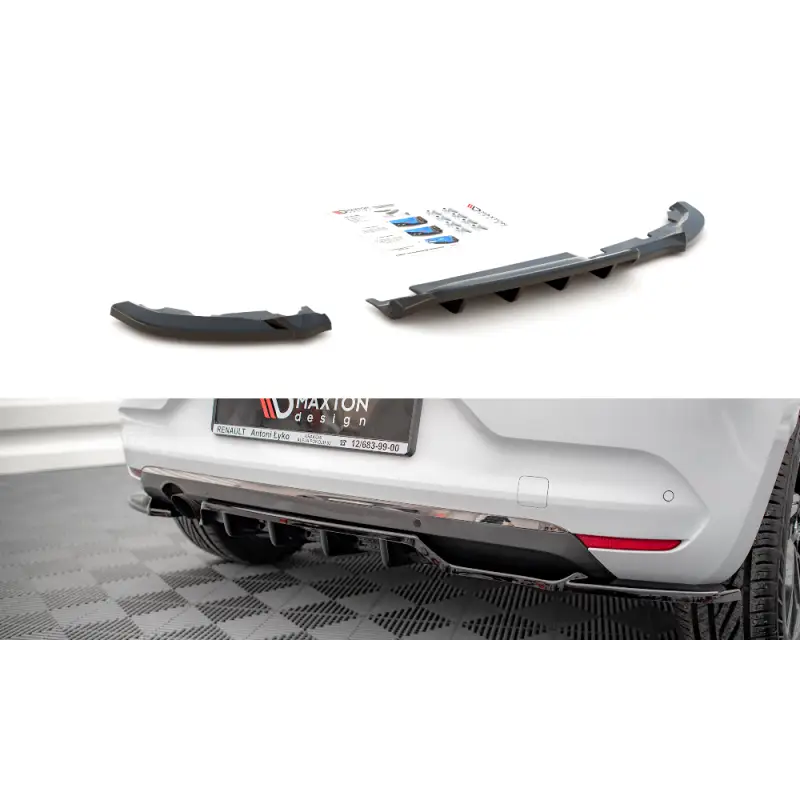 Meilleure Vente CENTRAL ARRIERE SPLITTER (AVEC UNE BARRE VERTICALE) RENAULT CLIO MK5 - MAXTON DESIGN - FINITION NOIR BRILLANT