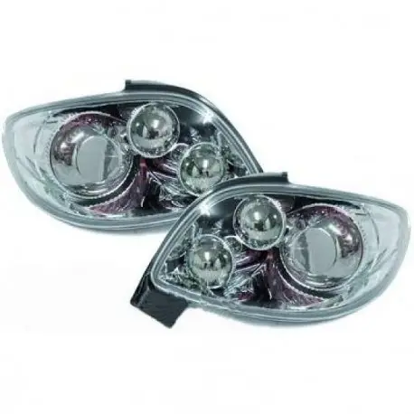 Nouveauté SET DE DEUX FEUX ARRIERES DESIGN PEUGEOT 206 (98-05) - MOD 1 - COMPLET CHROME - 3/5 PORTES