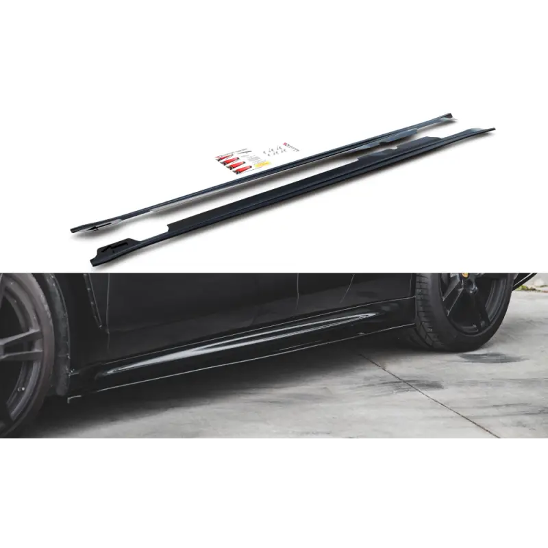 RAJOUTS DES BAS DE CAISSE V.2 PORSCHE PANAMERA TURBO 970 FACELIFT - MAXTON DESIGN - FINITION NOIR BRILLANT Petit Prix