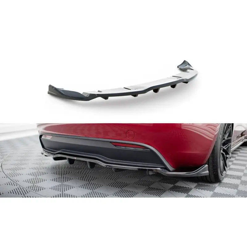 ARRIERE SPLITTER (AVEC UNE BARRE VERTICALE) V.1 TESLA MODEL 3 PROJECT HIGHLAND(FACELIFT) - MAXTONDESIGN - FINITION NOIR BRILLANT Vente Flash