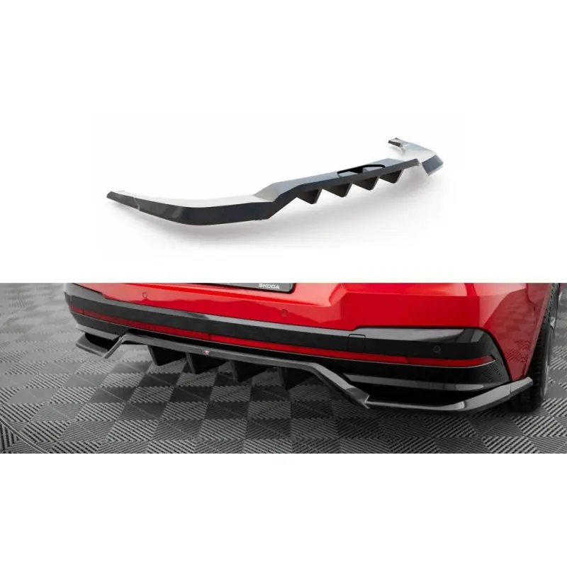 Offre Spéciale ARRIERE SPLITTER (AVEC UNE BARRE VERTICALE) SKODA ENYAQ COUPE IV - MAXTONDESIGN - FINITION NOIR BRILLANT