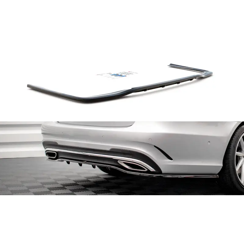 Nouvelle Collection CENTRAL ARRIERE SPLITTER (AVEC UNE BARRE VERTICALE) MERCEDES-BENZ E AMG-LINE SEDAN W212 FACELIFT - MAXTON DESIGN - FINITION NOIR