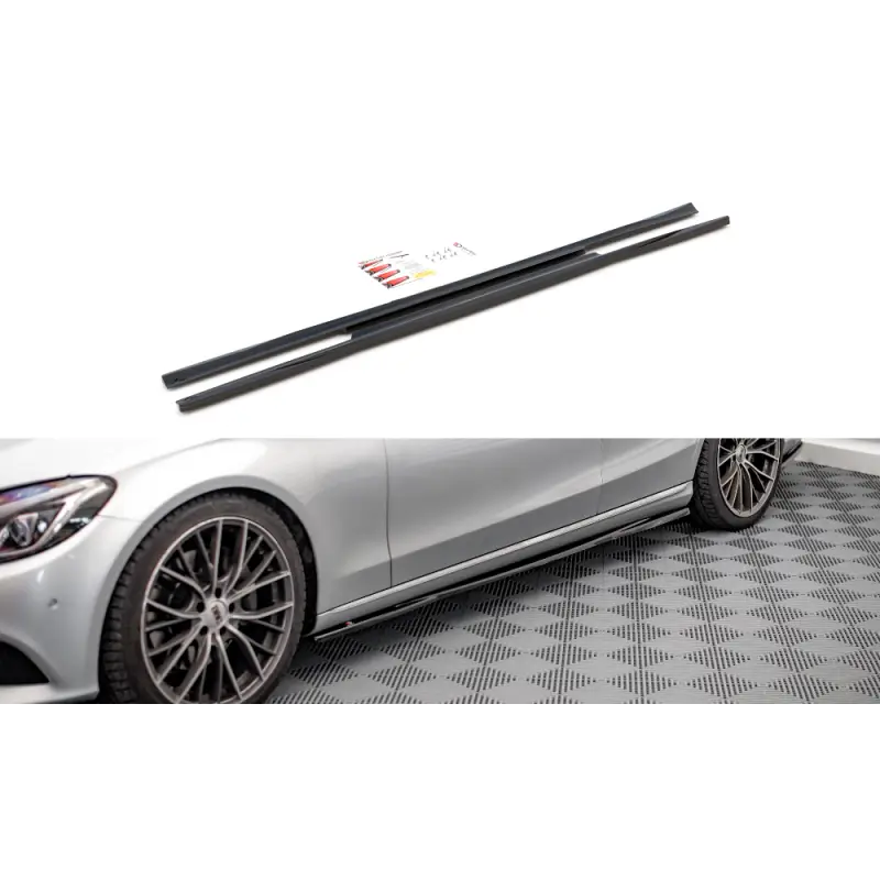 RAJOUTS DES BAS DE CAISSE MERCEDES-BENZ C W205 - MAXTON DESIGN - FINITION NOIR BRILLANT Certifié