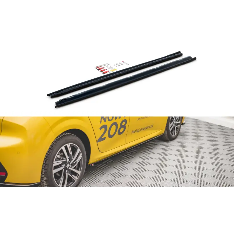Pas Cher RAJOUTS DES BAS DE CAISSE PEUGEOT 208 MK2 - MAXTON DESIGN - FINITION NOIR BRILLANT