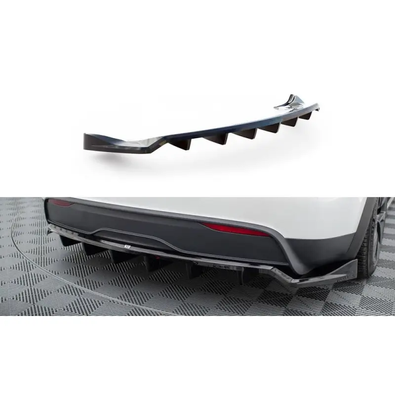 Commander Vite CENTRAL ARRIERE SPLITTER (AVEC UNE BARRE VERTICALE) TESLA MODEL X MK1 FACELIFT - MAXTONDESIGN - FINITION NOIR BRILLANT