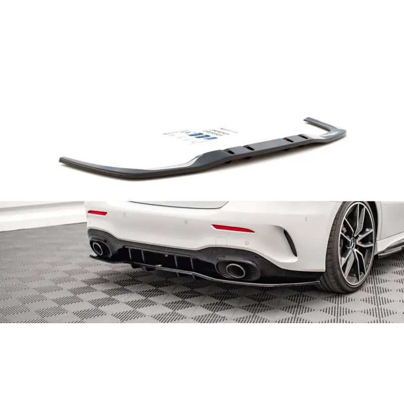 CENTRAL ARRIERE SPLITTER (AVEC UNE BARRE VERTICALE) V.1 MERCEDES A 35 AMG SEDAN V177 - MAXTON DESIGN - FINITION NOIR BRILLANT Top Vente
