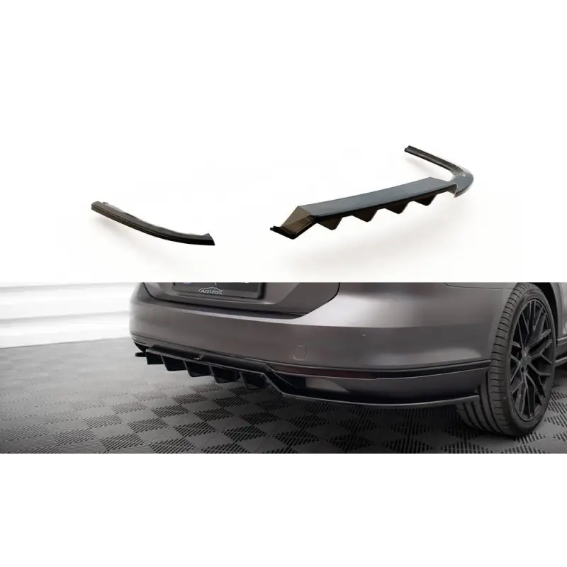Offre Limitée CENTRAL ARRIERE SPLITTER (AVEC UNE BARRE VERTICALE) VOLKSWAGEN PASSAT R-LINE B8 - MAXTONDESIGN - FINITION NOIR BRILLANT