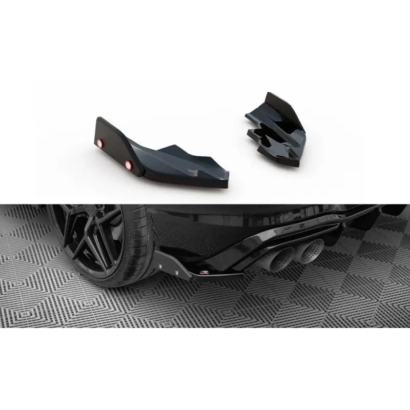 LAMES DE PARE-CHOCS ARRIERE LATERALES V.6 + FLAPS VOLKSWAGEN GOLF R MK8 - MAXTONDESIGN - FINITION NOIR BRILLANT Promotion