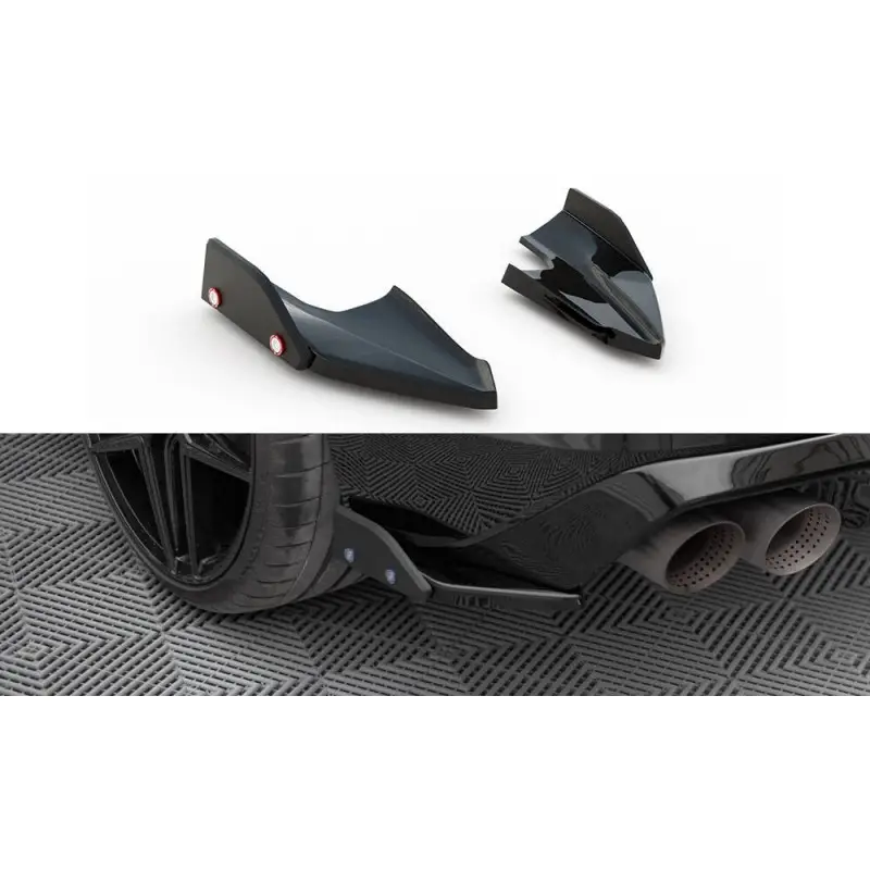 Jusqu’à Épuisement Des Stocks LAMES DE PARE-CHOCS ARRIERE LATERALES V.5 + FLAPS VOLKSWAGEN GOLF R MK8 - MAXTONDESIGN - FINITION NOIR BRILLANT