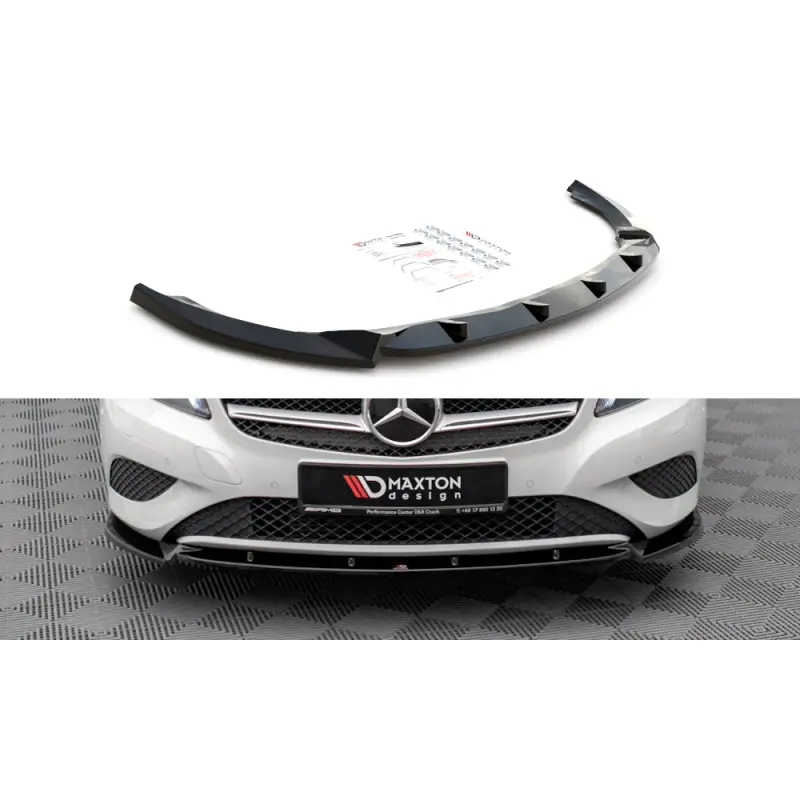 Authentique LAME DU PARE-CHOCS AVANT V.1 MERCEDES-BENZ A W176 - MAXTON DESIGN - FINITION NOIR BRILLANT