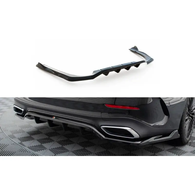 CENTRAL ARRIERE SPLITTER (AVEC UNE BARRE VERTICALE) MERCEDES-BENZ E AMG-LINE W214 - MAXTONDESIGN - FINITION NOIR BRILLANT Offre Spéciale