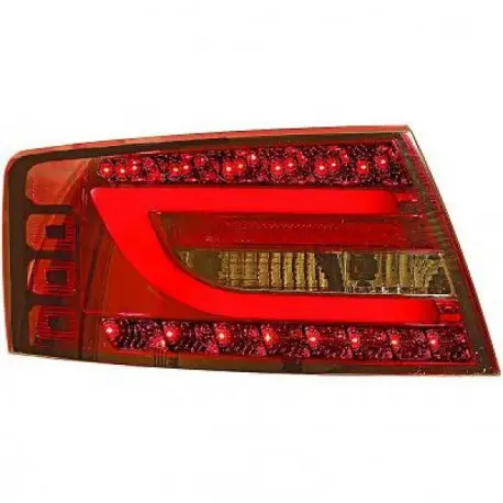 SET DE DEUX FEUX ARRIERE DESIGN AUDI A6 (04-08) - MOD 1 - BERLINE - ROUGE/FUME - LED - POUR VOITURE AVEC FEUX ARRIERE A LED ORIG Promotion