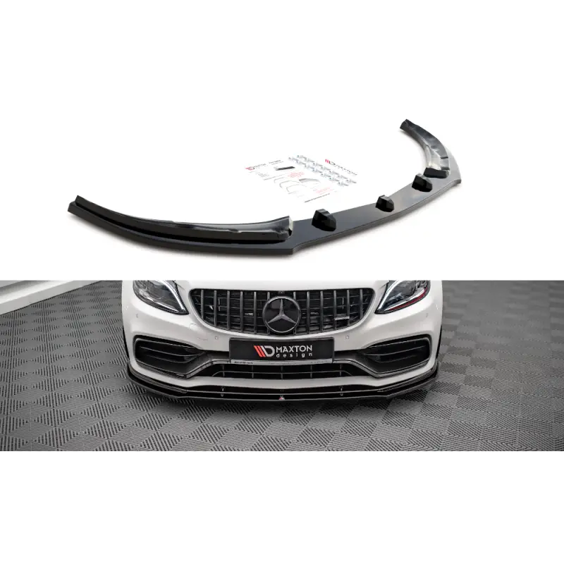 LAME DU PARE-CHOCS AVANT V.1 MERCEDES-AMG C63 COUPE C205 FACELIFT - MAXTON DESIGN - FINITION NOIR BRILLANT Petit Prix