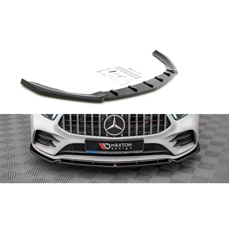 Nouveauté LAME DU PARE-CHOCS AVANT V.4 MERCEDES A35 AMG / AMG-LINE W177- MAXTON DESIGN - FINITION NOIR BRILLANT