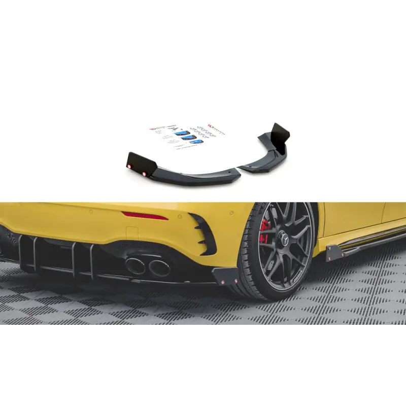 LAMES DE PARE-CHOCS ARRIÈRE LATÉRALES + AILERONS V.2 MERCEDES-AMG A45 S - MAXTON DESIGN - FINITION NOIR BRILLANT Vente Directe