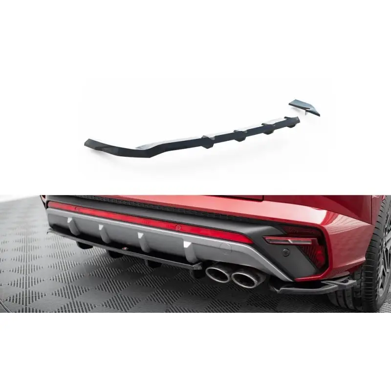 CENTRAL ARRIERE SPLITTER (AVEC UNE BARRE VERTICALE) HYUNDAI TUCSON N-LINE MK4 - MAXTONDESIGN - FINITION NOIR BRILLANT Prix Réduit