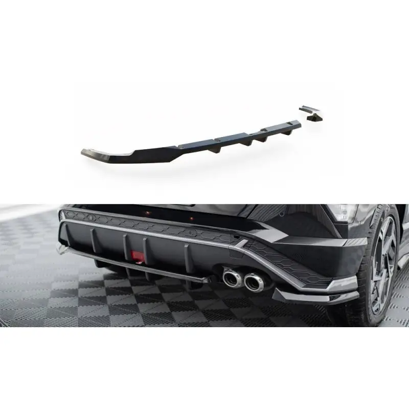 CENTRAL ARRIERE SPLITTER (AVEC UNE BARRE VERTICALE) HYUNDAI KONA N-LINE MK2 - MAXTONDESIGN - FINITION NOIR BRILLANT Remise