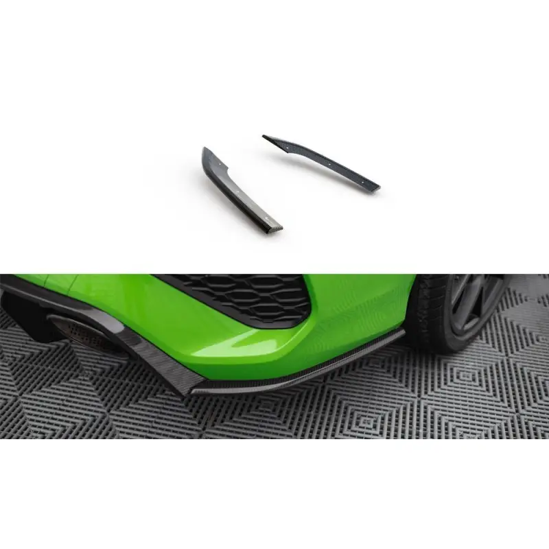 Commander Vite FIBRE DE CARBONE LAMES DE PARE-CHOCS ARRIERE LATÉRALES V.2 AUDI RS3 SEDAN 8Y - MAXTONDESIGN - FINITION CARBON VERITABLE