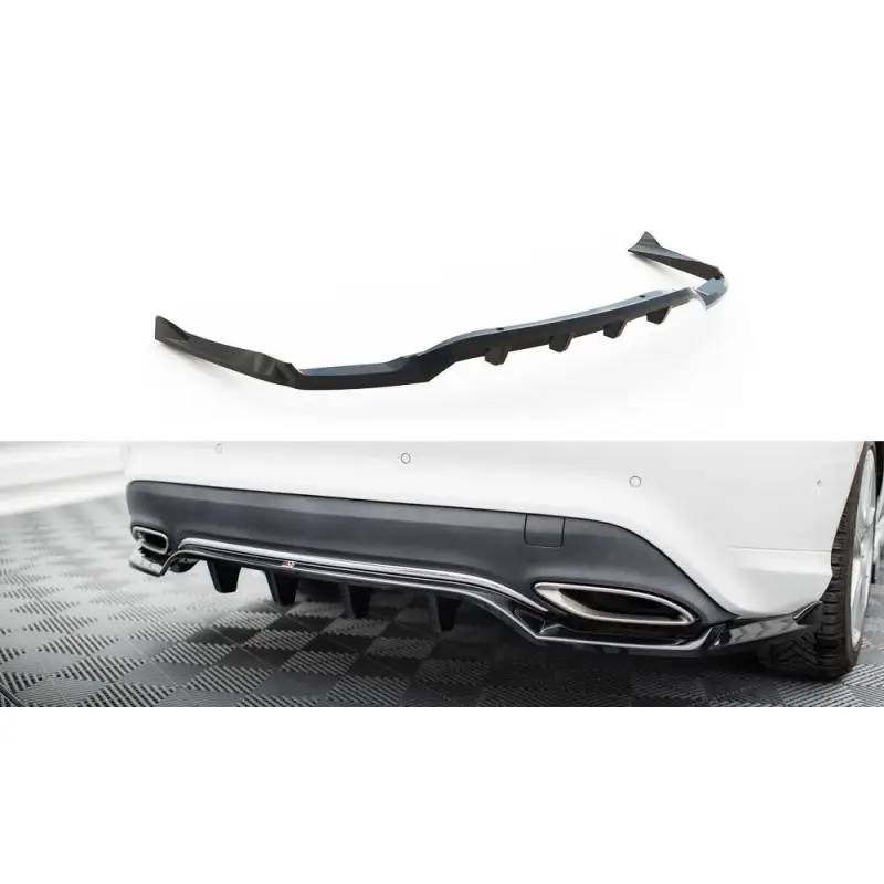 ARRIERE SPLITTER (AVEC UNE BARRE VERTICALE) MERCEDES-BENZ CLA C117 FACELIFT - MAXTONDESIGN - FINITION NOIR BRILLANT Prix Choc