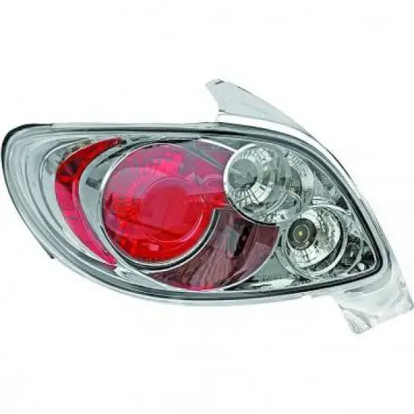 SET DE DEUX FEUX ARRIERES DESIGN PEUGEOT 206 (98-08) - MOD 1 - CHROME Bon Plan