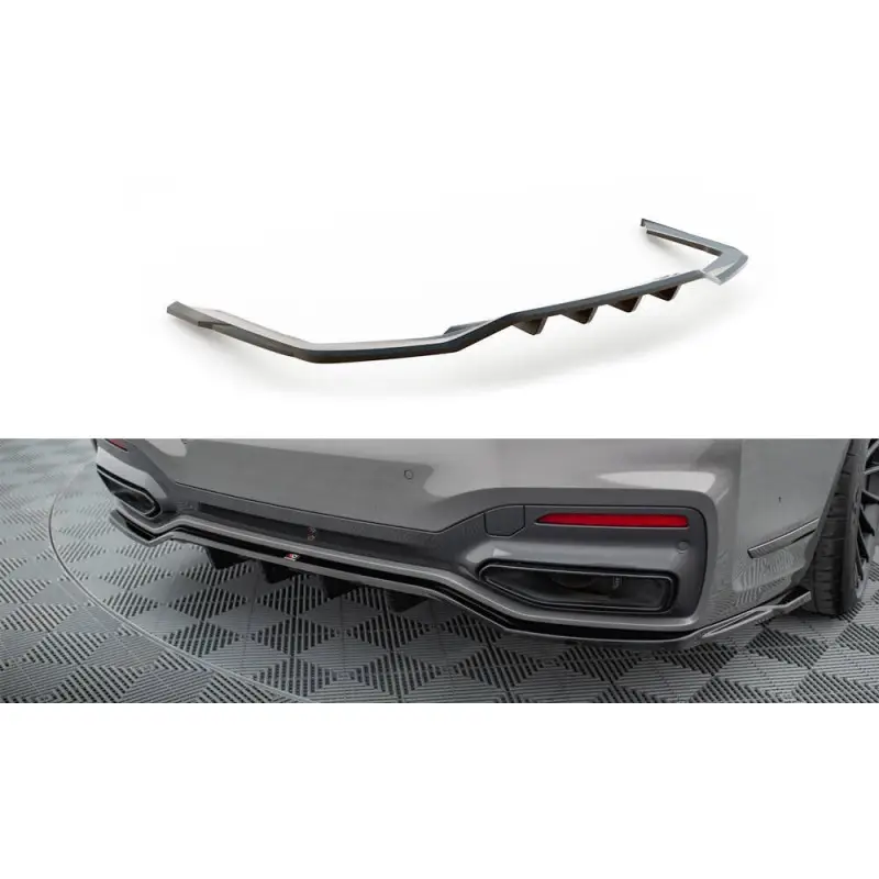 ARRIERE SPLITTER (AVEC UNE BARRE VERTICALE) V.2 BMW 7 G11 M-PACK FACELIFT - MAXTONDESIGN - FINITION NOIR BRILLANT Achetez Aujourd’hui