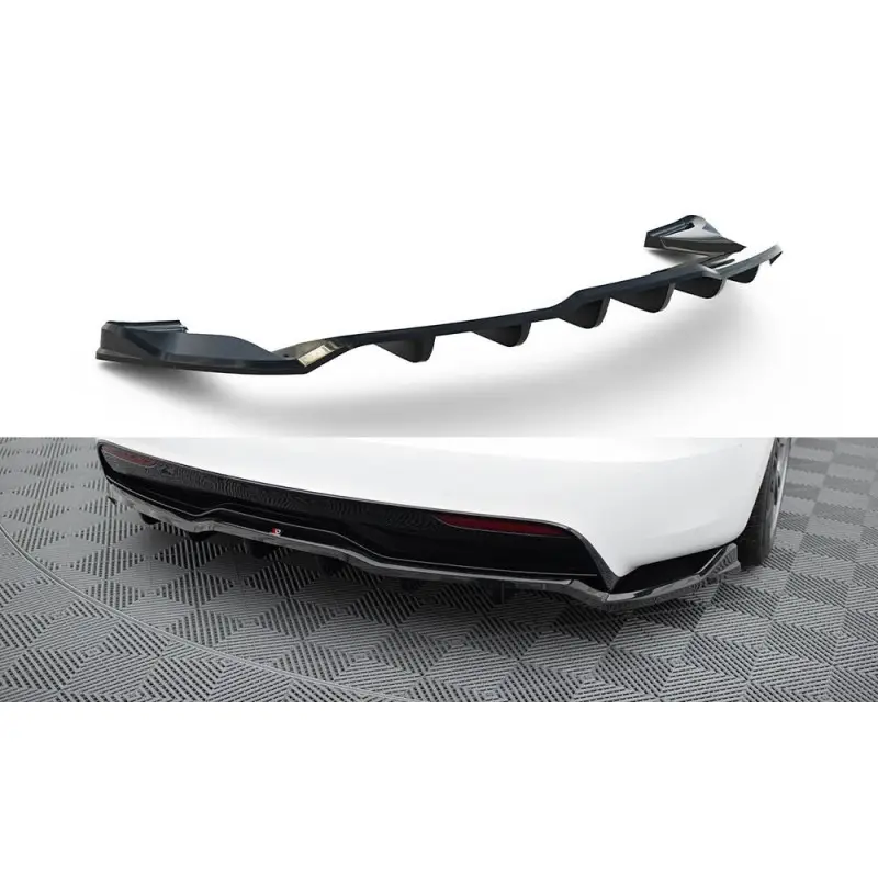 Produit De Marque CENTRAL ARRIERE SPLITTER (AVEC UNE BARRE VERTICALE) V.1 TESLA MODEL S PLAID MK1 FACELIFT - MAXTONDESIGN - FINITION NOIR BRILLANT