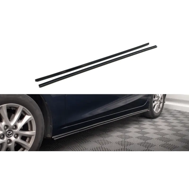 Livraison Gratuite RAJOUTS DES BAS DE CAISSE POUR MAZDA 3 BM (MK3) FACELIFT - MAXTON DESIGN - FINITION NOIR BRILLANT