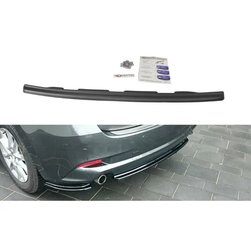 CENTRAL ARRIÈRE SPLITTER MAZDA 3 BM (MK3) FACELIFT (SANS BARRES VERTICALES) - MAXTON DESIGN - FINITION NOIR BRILLANT Certifié
