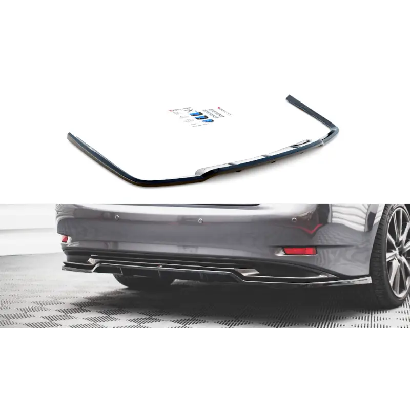 CENTRAL ARRIERE SPLITTER (AVEC UNE BARRE VERTICALE) LEXUS GS F SPORT HYBRID MK4 (L10) - MAXTON DESIGN - FINITION NOIR BRILLANT Top Vente