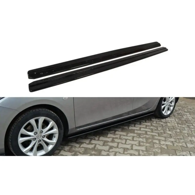 RAJOUTS DES BAS DE CAISSE POUR MAZDA 3 MK2 SPORT (AVANT FACELIFT) - MAXTON DESIGN - FINITION NOIR BRILLANT Dernière Chance
