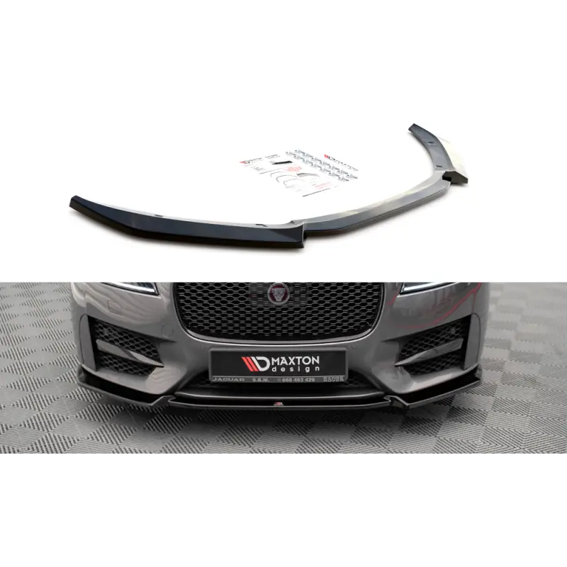 Authentique LAME DU PARE-CHOCS AVANT V.2 JAGUAR XF R-SPORT MK2 - MAXTON DESIGN - FINITION NOIR BRILLANT