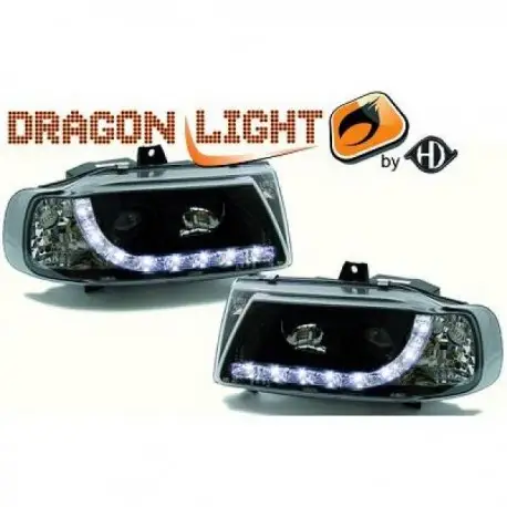 Vente Directe SET DE PHARES AVANT DESIGN A LED POUR SEAT IBIZA - CORDOBA (93-99) - NOIR