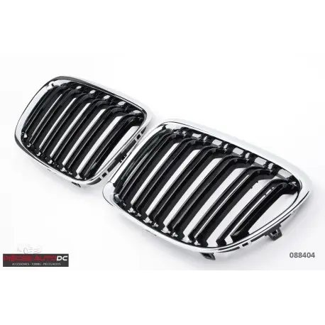 Marque SET DE CALANDRE LOOK X1 M -DOUBLES LIGNES NOIR BRILLANT - CONTOUR CHROME POUR BMW X1 E84(09-15)