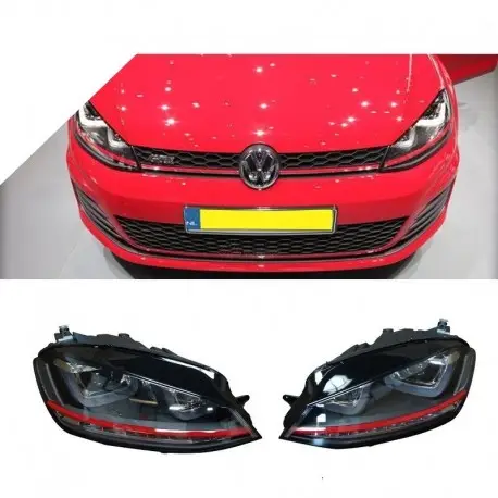 Commande En Gros SET DE DEUX PHARES AVANT LOOK XENON - MODELE GTI GOLF 7 (12-16) - AVEC DOUBLE U LED + CLIGNO LED