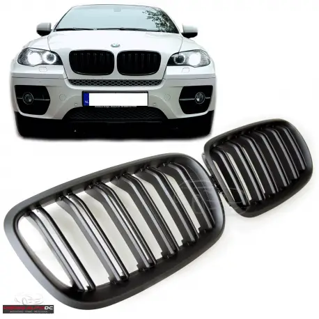 SET DE CALANDRE LOOK X5 M - X6 M -DOUBLES LIGNES NOIR MATT POUR BMW X5 E70 - X6 E71 (07-13) Prix Choc