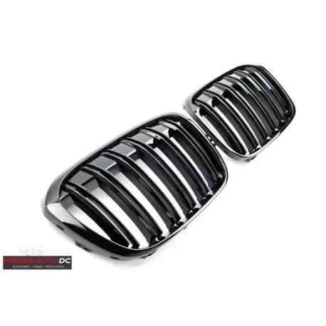 Offre Du Jour SET DE CALANDRE LOOK X1 M - -DOUBLES LIGNES NOIR BRILLANT POUR BMW X1 F48 (2015-2019)