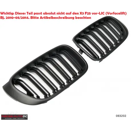 SET DE CALANDRE LOOK X3 M - X4 M -DOUBLES LIGNES NOIR MATT POUR BMW X3 F25 - X4 F26 (14-17) Meilleur Prix
