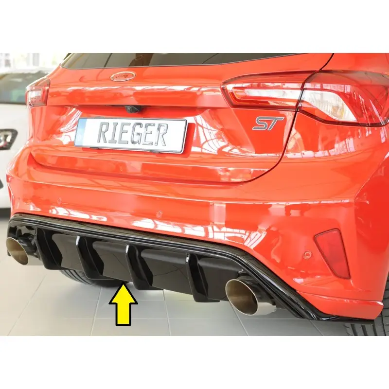 DIFFUSEUR ARRIERE RIEGER POUR FORD FOCUS ST-LINE (18-) - SIMPLE SORTIE GAUCHE DROITE (115 MM)- NOIR BRILLANT Promotion
