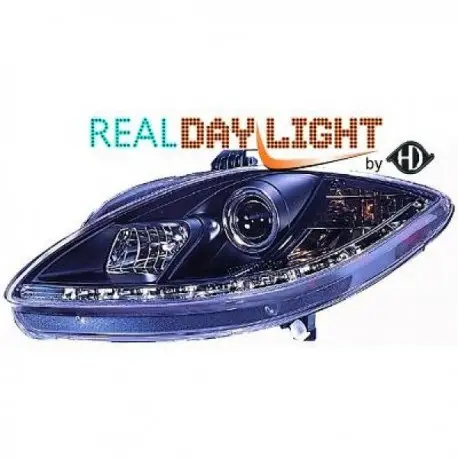 Bon Plan SET DE PHARES AVANT DESIGN A LED POUR SEAT LEON (09-12) - NOIR