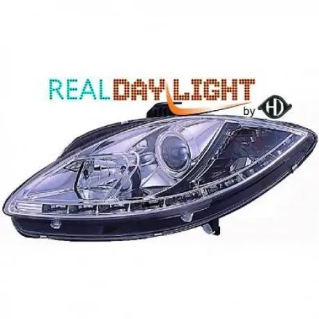 SET DE PHARES AVANT DESIGN A LED POUR SEAT LEON (09-12) - CHROME Dernier Modèle