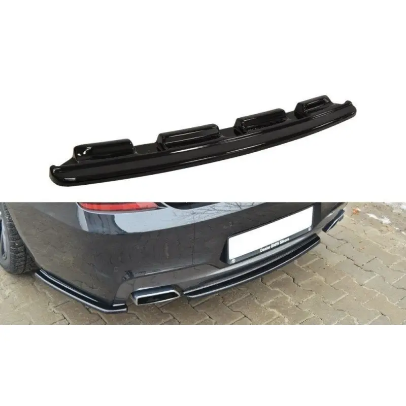 Usine Directe CENTRAL ARRIÈRE SPLITTER BMW 6 GRAN COUPÉ MPACK (SANS BARRES VERTICALES) - MAXTON DESIGN - FINITION NOIR BRILLANT