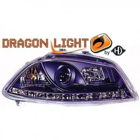 SET DE PHARES AVANT DESIGN A LED POUR SEAT IBIZA 6L - CORDOBA (02-08) - NOIR Dernier Modèle