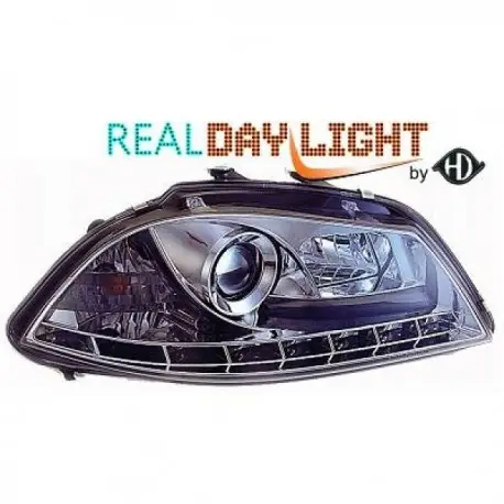 Dernier Modèle SET DE PHARES AVANT DESIGN A LED POUR SEAT IBIZA 6L - CORDOBA (02-08) - CHROME